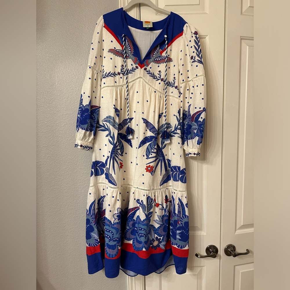Farm Rio Off-White Jungle Chic Midi Dress - Size Medium